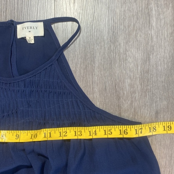 Everly Navy Blue Halter Dress Size Medium – Sleeveless High Neck Smocked Detail - Picture 4 of 5